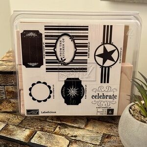 NEW STAMPIN' UP! Labelicious Stamps with Wood Mounts - Set of 6